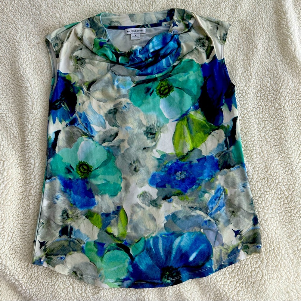 Liz Claiborne Sleeveless Green and Blue Top Size Medium